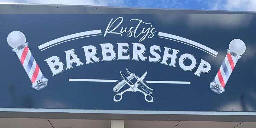 Rusty's Barbershop front sign